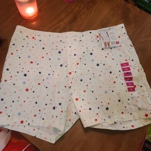 Plus size white shorts with multicolor stars